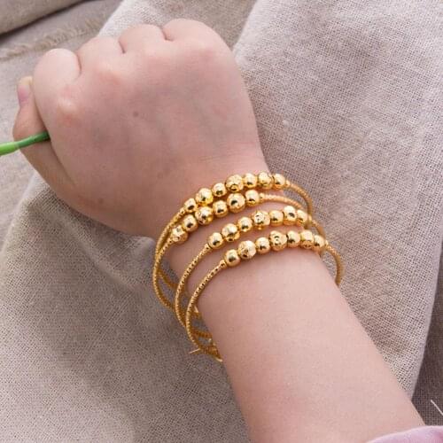 4PCS 24K African Arab Kids Baby/Girls Jewelry Gold Color Bangles For Kids baby Bangle & Bracelets Ethiopian Jewelry for Children