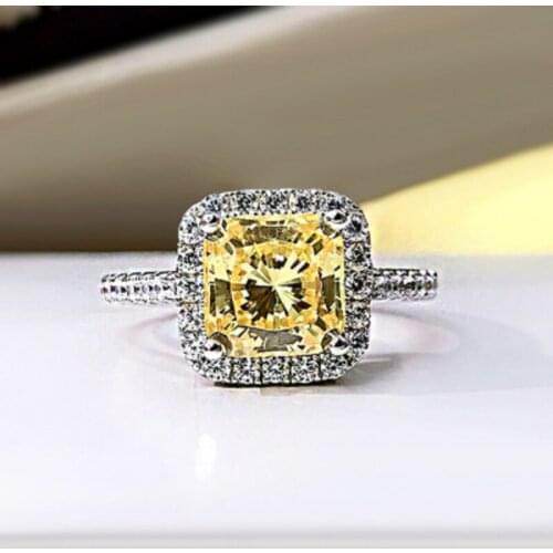 925 Sterling Silver Created Moissanite Citrine Pink Gemstone Wedding Engagement Ring For Women Fine Jewelry Christmas Gift