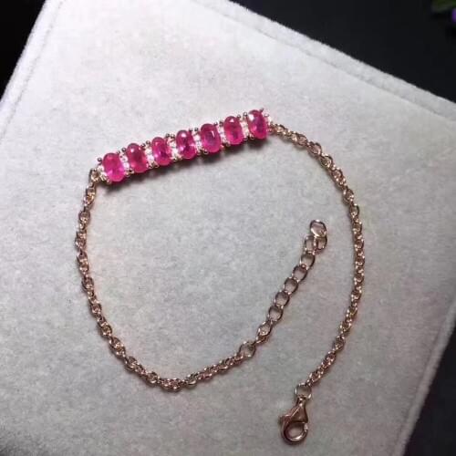 Elegant fashion round Row Small natural red ruby Bracelet Natural gemstone bracelet S925 silver woman girl wedding gift jewelry