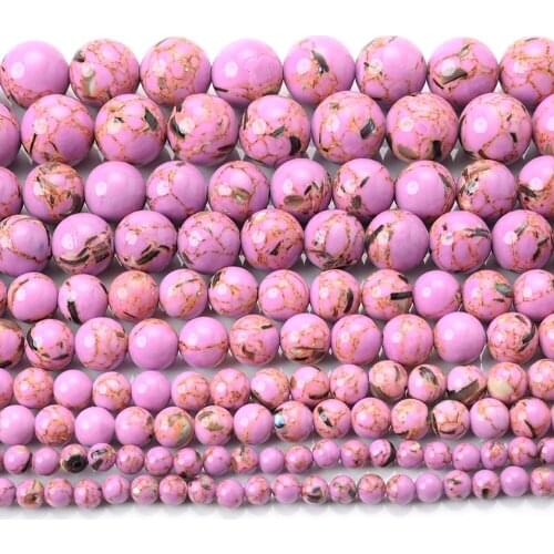 Natural Stone Purple Shell Pine Beads Round Loose Spacer Bead for Jewelry Making DIY Bracelet Earring Accessories 4/6/8/10/12mm