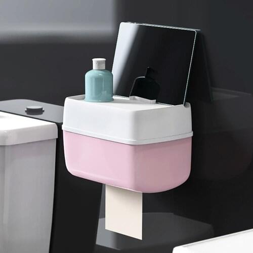 Household Tissue Box Bathroom Kitchen Bedroom Mini Drawer Tray Waterproof Shelf Box Easy to Install Household ABS Tissue Box