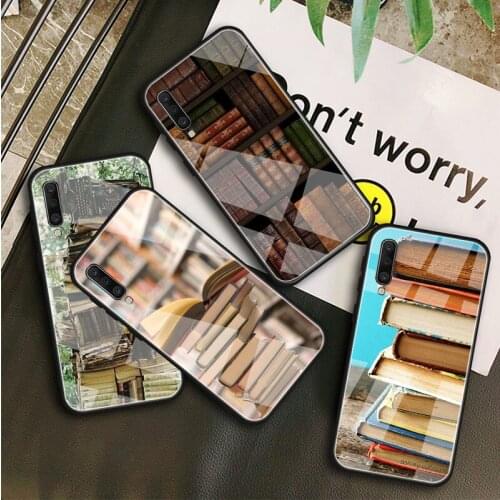 Books Pile Library Reading Tempered Glass Case For Samsung Galaxy A10S A10E A20S A20E A30S A40 A50S A60 A70 A80 A90 A6 A7 A8