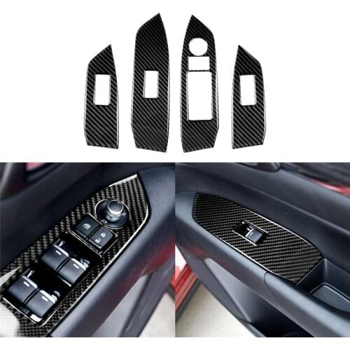 For Mazda CX-5 CX5 2017 2018 Car Window Control Button Panel Trim Decal Carbon Fiber Sticker Styling Accessories