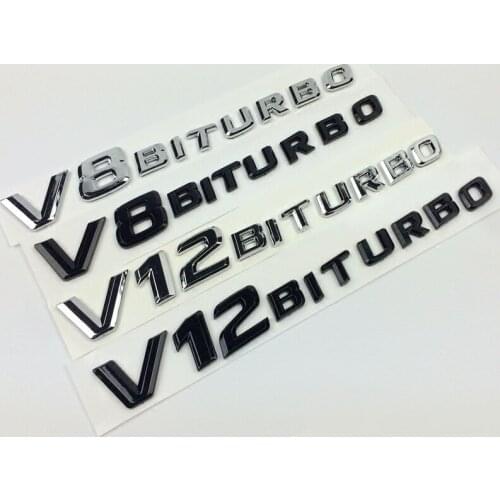 V8 V12 Biturbo Emblem Badge Decal 3D Car Sticker Emblem Logo For Benz BMW VW Hyundai Mazda Opel Skoda Toyota Audi HondaChevrolet