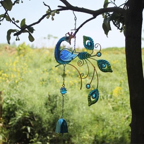 Colorful Peacock Pendant Bell Wind Chimes Indoor Outdoor Balcony Garden Decor