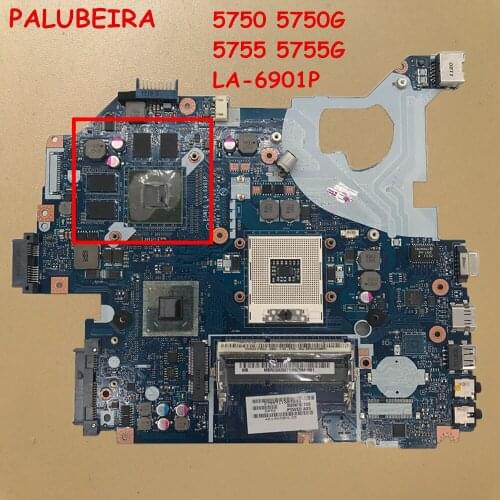 PALUBEIRA P5WE0 LA-6901P Laptop Motherboard For Acer 5750 5750G 5755 5755G HM65 Original Mainboard 100% Tested With 8 VGA chipse