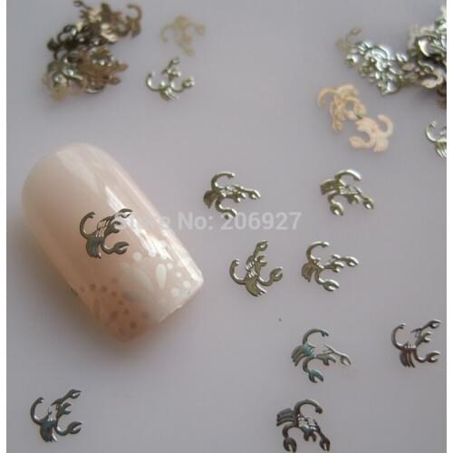 MS257-1 100pcs Silver Cute Scorpio Constellation Metal Sticker Nail Art Metal Sticker Nail Art Decoration Non-adhesive Sticker