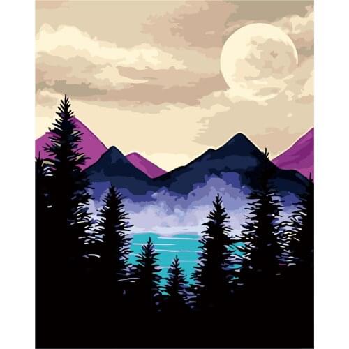 Paint By Number Mountains DIY Paint By Numbers for Adults Beginner,Canvas Oil Paint By Number Kits Painting Arts Craft 16x20Inch