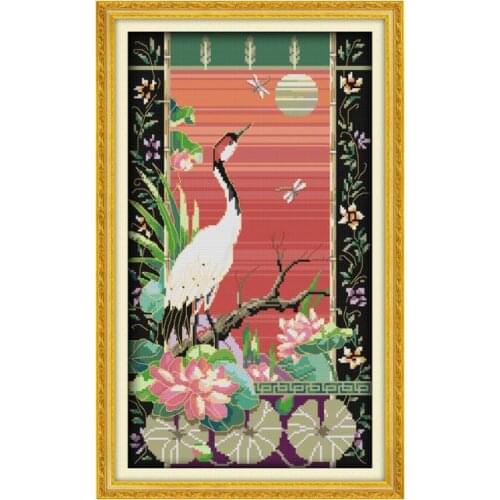 Joy Sunday Crane Cross Stitch Kits Embroidery Needlework Decoration Counted Thread 11CT 14CT Printed Stamped Painting Fabric Set