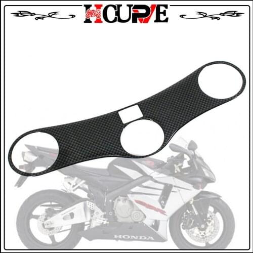 Motorcycle Carbon Fiber Decal Sticker Pad Triple Tree Top Clamp Upper Front Protector For HONDA CBR600RR CBR 600RR F5 2005 2006