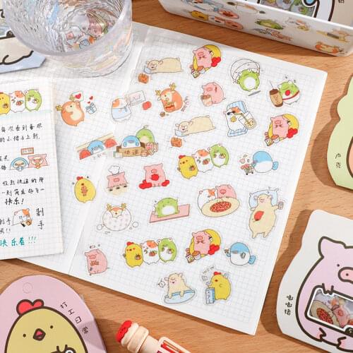 50Sheets/Pack Cute Cartoon Characters Pattern Stickers Scrapbooking Diary Bullet Journal Decorative Supplies School Stationery