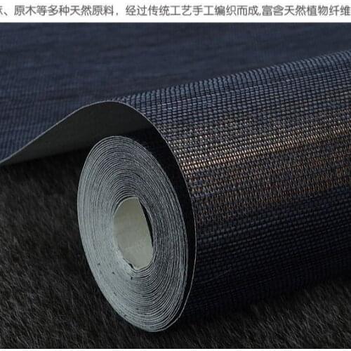 Natural Ttexture Dark Blue Golden Metallic Real Sisal Wallpaper Grasscloth Beding Room Decor