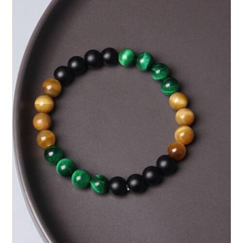 Natural green yellow red blue Tiger eye stone beads charm bracelet for women men jewelry wholesale homme gifts wholesale bulk