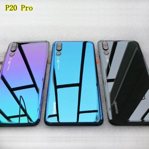 New Tempered Glass Back Cover For Huawei P20 Pro Spare Parts Back Battery Cover Door Housing + Camera frame + Flash cover