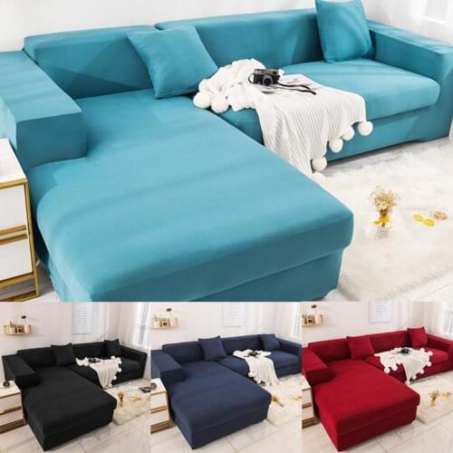 Solid Color Elastic Sofa Cover for Living Room All-Inclusive Stretch Polyester L Shaped Slipcover Couch Cover Sofa Towel
