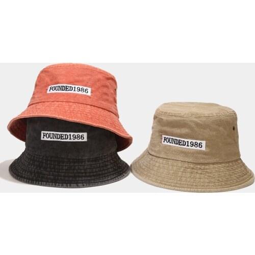 New Fisherman Hat Panama Denim 1986 Bucket Hats Outdoor Letter Men Women Washed Cotton Bucket Cap Fashion Hip Hop Gorros Bob Hat