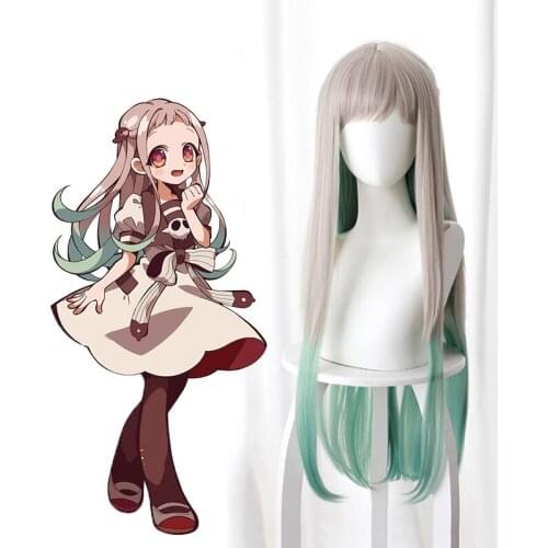 Anime Comic Jibaku Shounen Hanako kun Cosplay Wigs Nene Yashiro Cosplay Wig Heat Resistant Synthetic Wig Gray Straight Hair Long