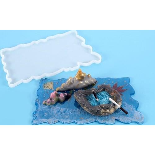 DIY Crystal Epoxy Pendulum Table Base Irregular Lace Rectangle Silicone Mold Wave Large Rectangular Tray Mold