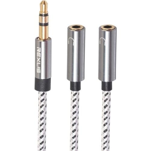 REXLIS(9.8inch) 3.5mm Dual Headphone Jack Splitter Adapter, AUX Stereo Earphone Earbuds Y Audio Split Adapter Cable Compatible