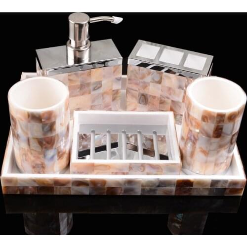 Light Luxury Shell Bathroom Set European Resin Toothbrush Holder Tooth Brush Cups Soap Dish Soap Bottle Tray Bathroom Supplies