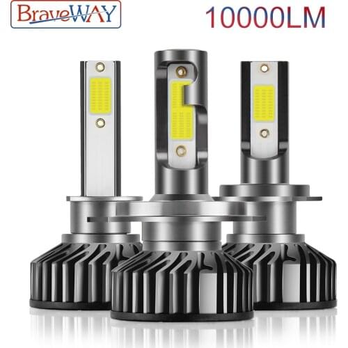 BraveWay Car Headlight H7 LED H4 LED H1 H8 H11 LED Bulbs 72W 10000LM 6500K 12V 24V Auto Headlamp Motorcycle COB Fog Light Bulbs