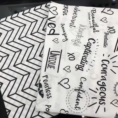 7pieces/set Nordic Style DIY Handmade Print Patchwork Cloth Sewing Supplies Black White Multi Purpose Cotton for Household