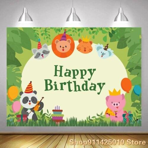Spring Forest Cute Animal Background Child Birthday Party Decoration Photography Studio Digital Photo Backdrop Can Be Customized