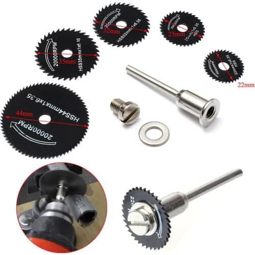 High Quality 6pcs/set Metal HSS Circular Saw Blade High Speed Steel Woodworking Cutting Discs For Dremel Rotary Tool