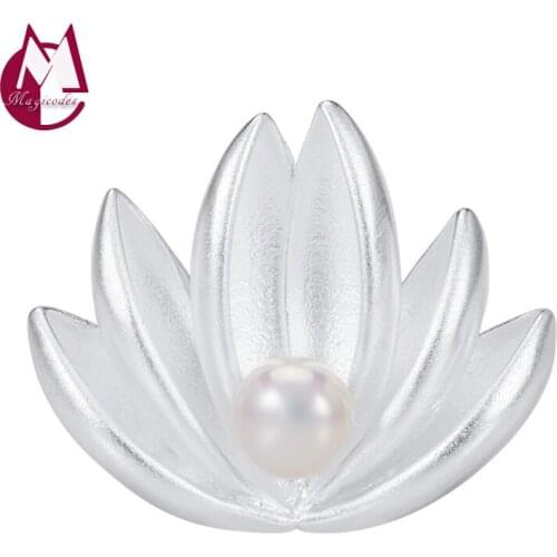 Lotus Flower Brooch And Pendant Dual Use 925 Sterling Silver Plant Inlaid Pearls Fine Jewelry Women Men 2021 New Broche Luxe B06