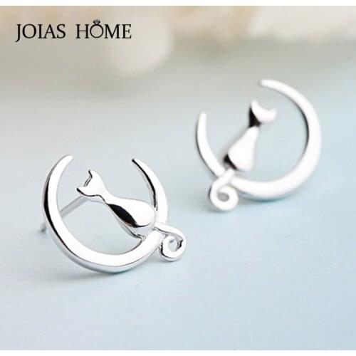 JoiasHome 925 Sterling Silver Earrings For Charm Woman Cute Cat Shape Women Fine Jewelry Wedding Party Wholesale Gift
