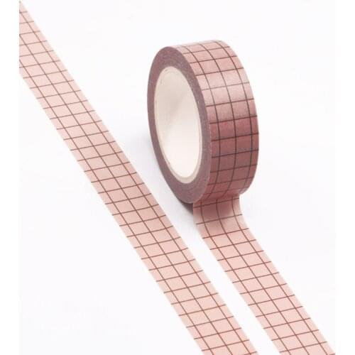 1PC 15MM*10M Red-brown and Black Grid Designs Washi Tape Wide Sticky Adhesive Tape Scrapbooking Album DIY Decorative Paper Tape