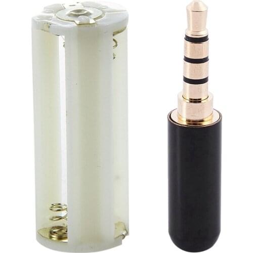 1 Pcs 3.5mm 4 Pole Male Plug Solder Connector Gold Tone Black & 5 Pcs 3 X AAA Battery Plastic Holder Box