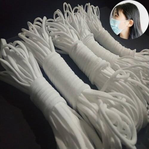 100/50/30/5 Meters Mask Elastic Bands 3mm Round White Black Elastic Rope For Masks Garment Elastic Tape DIY Sewing Accessories