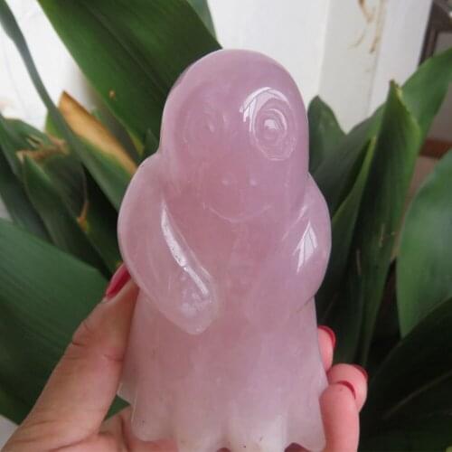 344g Fantastic , Super Realistic , Natural Rose Quartz Crystal Carved Ghost Carving Reiki Healing Meditation Holiday Gift