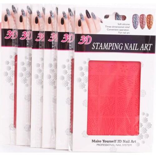 3D Relief Nail Art Templates Stamping Plate Nail Art Silicone Flower Series French Relief Nail Art Template Manicure Tools