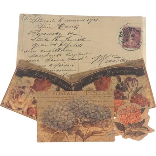 40pcs/lot Vintage Flower Kraft Card Journaling Bullet DIY Scrapbooking Material Card Retro Hangtag With Hole LOMO Cards