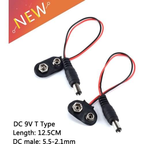 5PCS 9V DC Battery Power Cable Plug Clip Barrel Jack Connector for Arduino DIY I T type For Arduino Uno R3 DIY Jack Connector