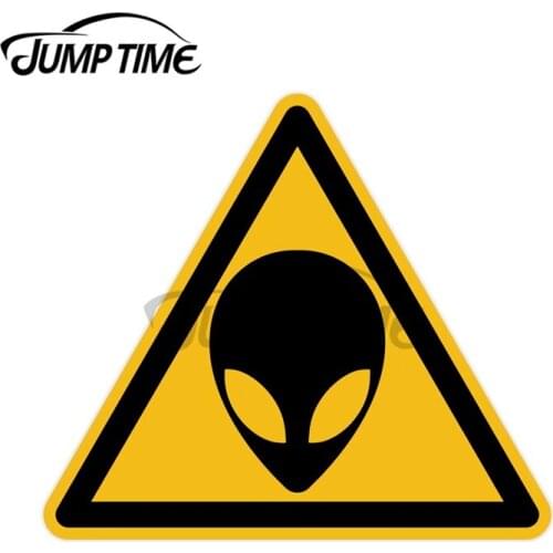JumpTime 13 x 13 cm Alien Caution Road Sign Vinyl Car Stickers Fashion Motorcycle Helmet Personality JDM Assessoires Decal