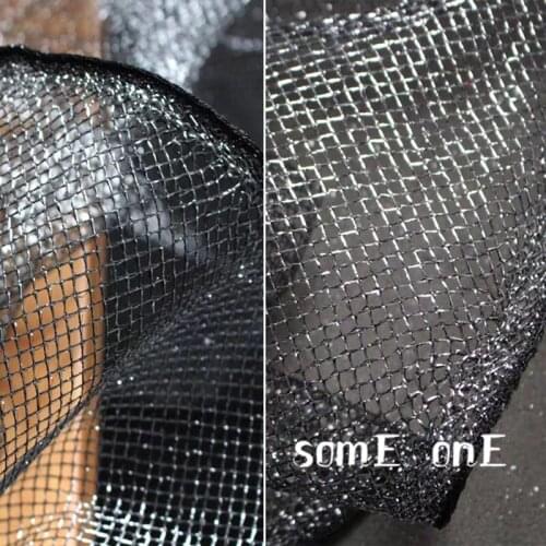 Hollow mesh tulle Fabric Shiny Black Stiff feel Hollow DIY Stage Dress Wedding Dress Lace Designer Fabric 50*140cm