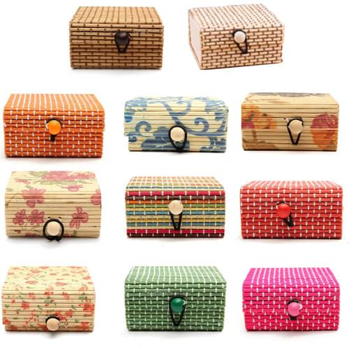 Bamboo Wooden Ring Necklace Earrings Case Makeup Case Holder 11 Colors Cute Jewelry Box Storage Organizer Cute