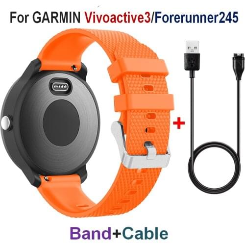 2 In1 COMLYO Silicone Strap Watchband for Garmin Vivoactive3 vivomove HR Wristband + Charger Cable for Garmin vivomove HR Band