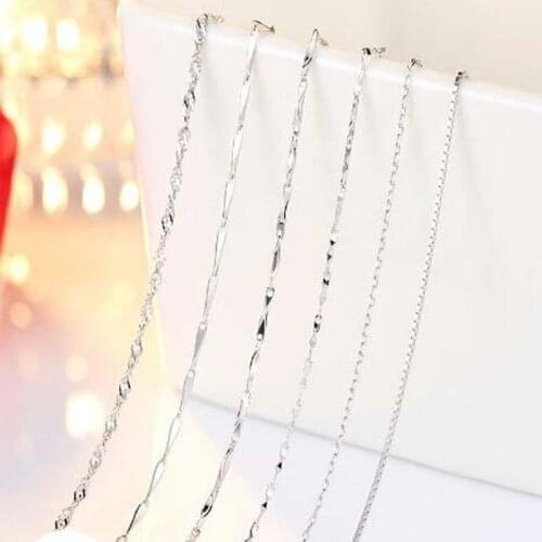 1pc S925 Sterling Link Chains Necklaces 40 45CM Length Snake Chain Woven Box Chain Necklace for DIY Pendant Jewelry Make
