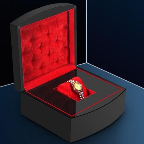 Wood Watch Bag Wristwatch with Removable Cushions for Wedding Collector Display Personal Use Engagement Proposal Gift