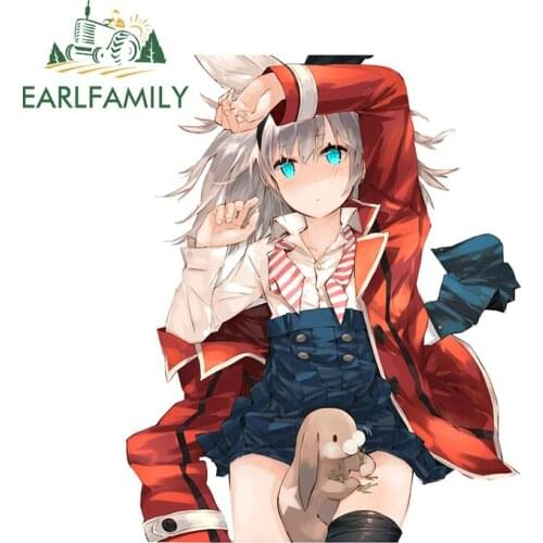 EARLFAMILY 13cm x 10.3cm for Cute Girl With Rabbit Vinyl Car Stickers Personality Sunscreen Decal Auto Bumper Car Door Protector