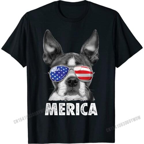 Boston Terrier 4th of July T shirt Merica Men Women USA Flag T-Shirt Fashion Normal T Shirt Cotton Young Tops & Tees Normal