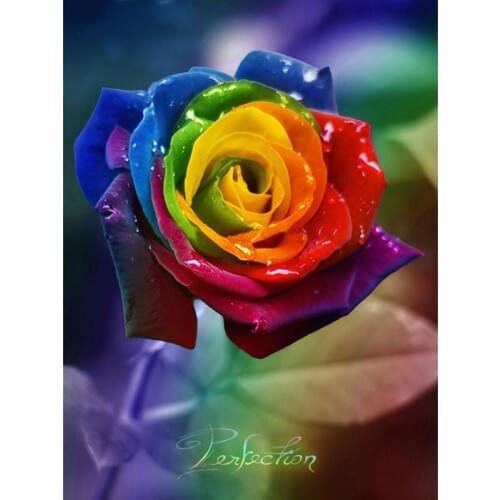 GLymg Needlework Diy Diamond Painting Colorful Rose Flower Diamond Embroidery All Square Drill Draw The Paste Picture Home Decor