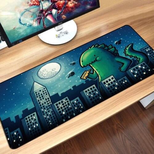 Anime Gaming Mouse Pad 900x400mm Large Cute Dinosaur Natural Rubber Computer Mousepad with Locking Edge Desktop Mat For Laptop