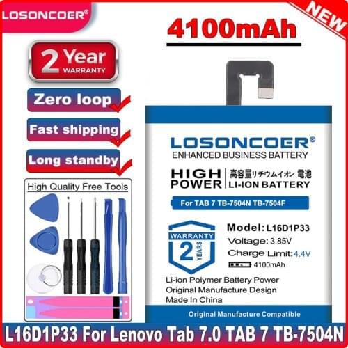 LOSONCOER 4100mAh L16D1P33 Tablet PC Battery for Lenovo Tab 7.0 TAB 7 TB-7504N TB-7504F 7504X Battery