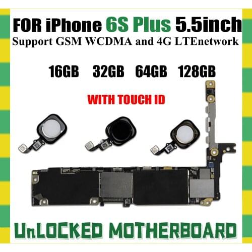 16G 32G 64G 128G Unlock Motherboard For iPhone 6S Plus 6SP 5.5'' With / No Touch ID Fingerprint Logic Board Mainboard No