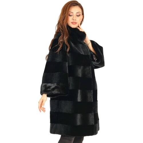 Modaqueen Store Women Natural Color Geometric Patterned Beaver Fur Accessorized Mantle-Luxury Clothing Custom Design Mantel 20221
